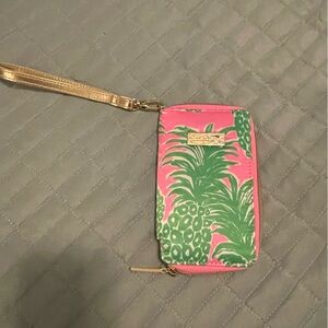 Lilly Pulitzer Pink and Green Pineapple Wristlet